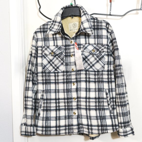 Sage Ladies' Plush Shirt Jacket WHITE - Picture 2 of 8